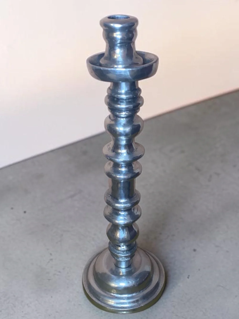 Vintage Baluster Tall Candlestick Heavy Metal Silver (Tone) Candle Holder 14”